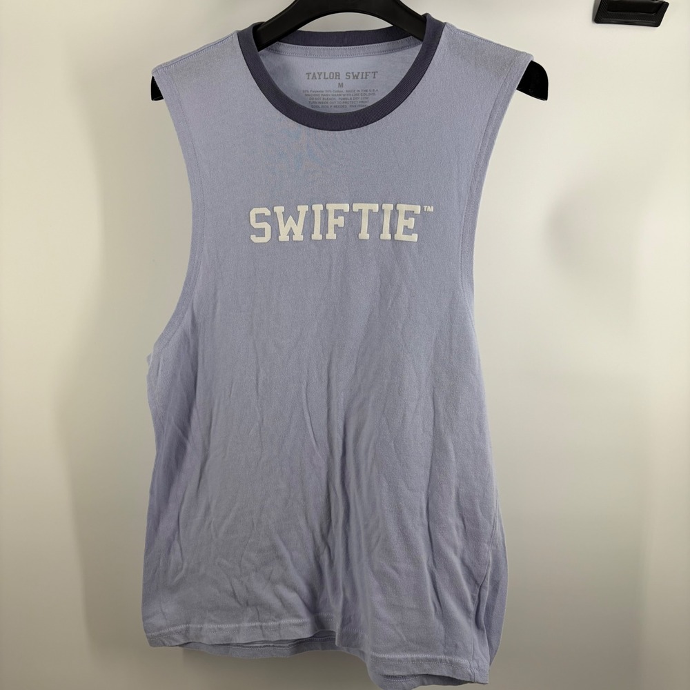 Taylor Swift Swiftie Ringer Muscle Tank Top Blue Gray Medium Official Merch